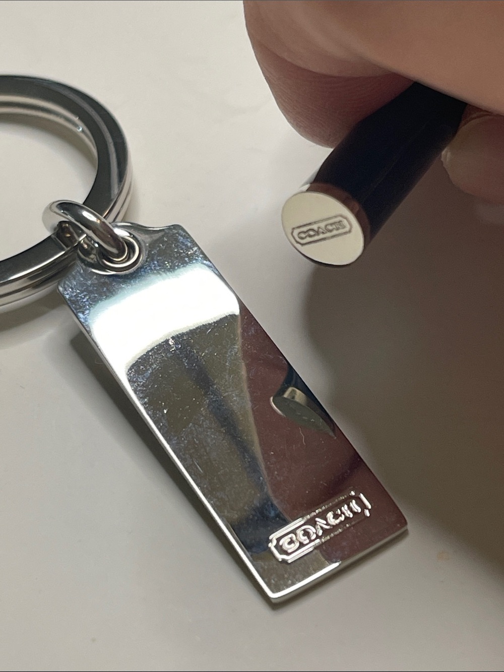 Coach Black Enamel Tag Key Ring and Coach Pen - Picture 4 of 6